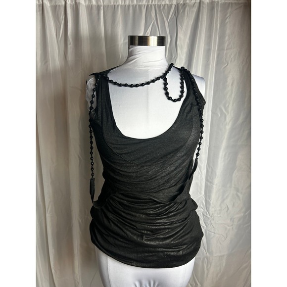 Rare Vintage Diesel Women's Tambass Tank Top Black Beaded Viscose - Picture 2 of 8